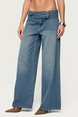 Double Buckle Low Rise Jeans