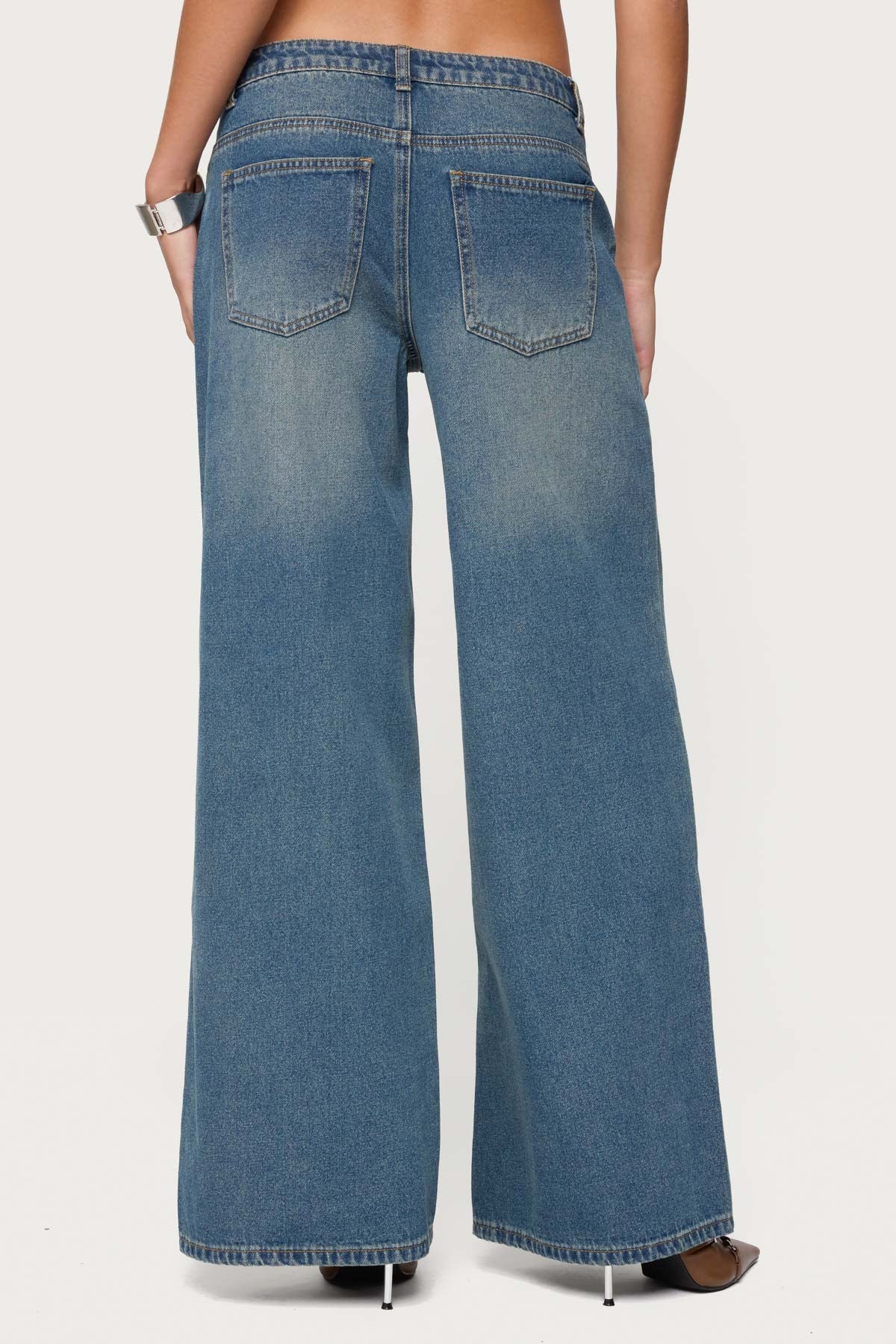 Double Buckle Low Rise Jeans
