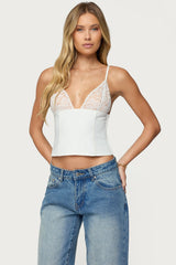 Keesha Lacey Boned V Neck Top