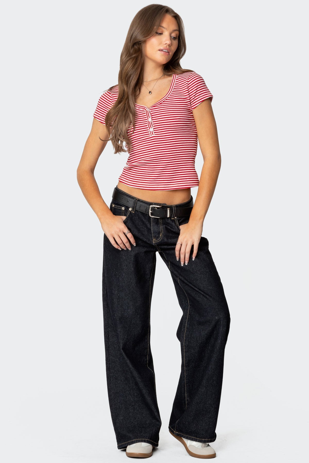 Kady Striped Henley T Shirt