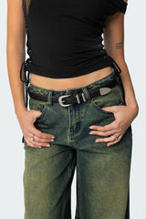 Basic Buckle Faux Leather Belt