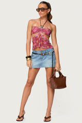 Solana Floral Cut Out Halter Top