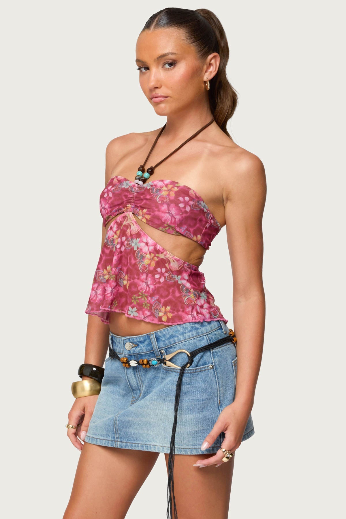 Solana Floral Cut Out Halter Top