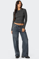 Mollie Collared Ribbed Knit Top