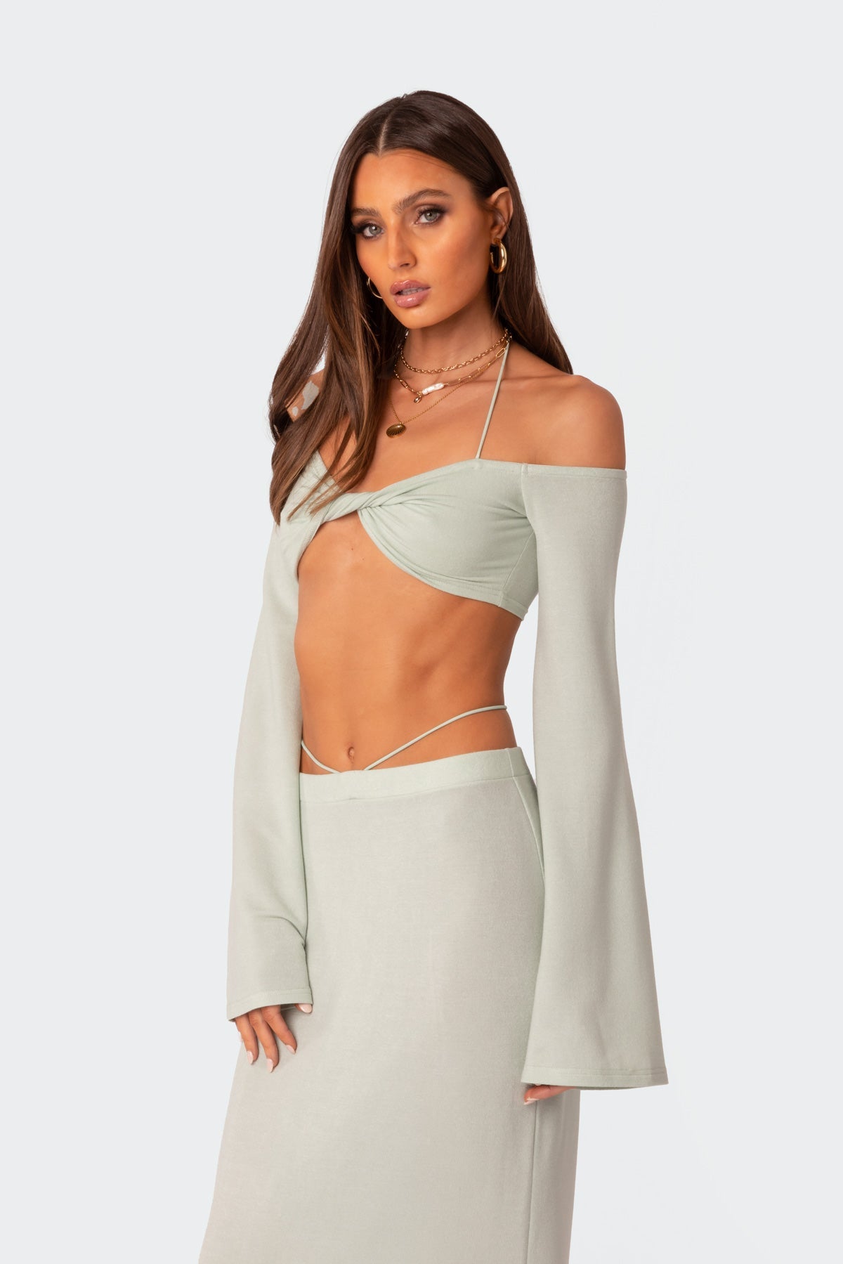 Celeste Off Shoulder Twist Crop Top