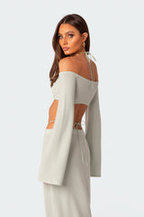 Celeste Off Shoulder Twist Crop Top