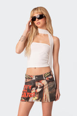 Bria Two Piece Mesh Scarf Top