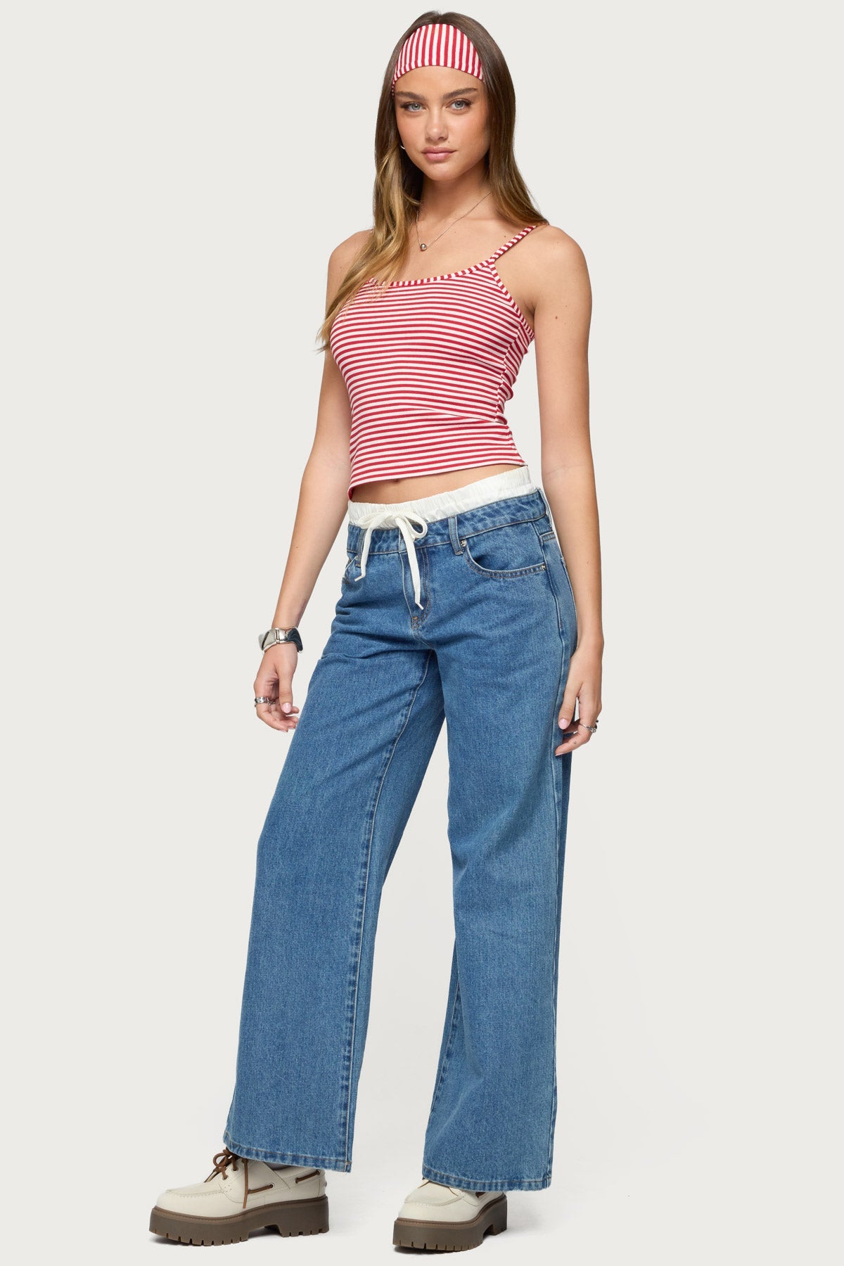 Two Piece Striped Headband Tank Top