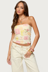 Cicilla Vintage Mixed Print Tube Top