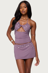 Luana Studded Cut Out Halter Top
