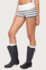 Saphi Striped Foldover Knit Shorts