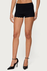 Maizy Scalloped Knit Micro Shorts