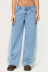 Genna Contrast Panel Low Rise Jeans
