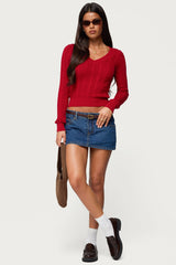 Ashlee V Neck Cable Knit Top