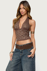 Jackie Stud & Grommet Halter Top