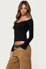Nattie Off Shoulder V Neck Top