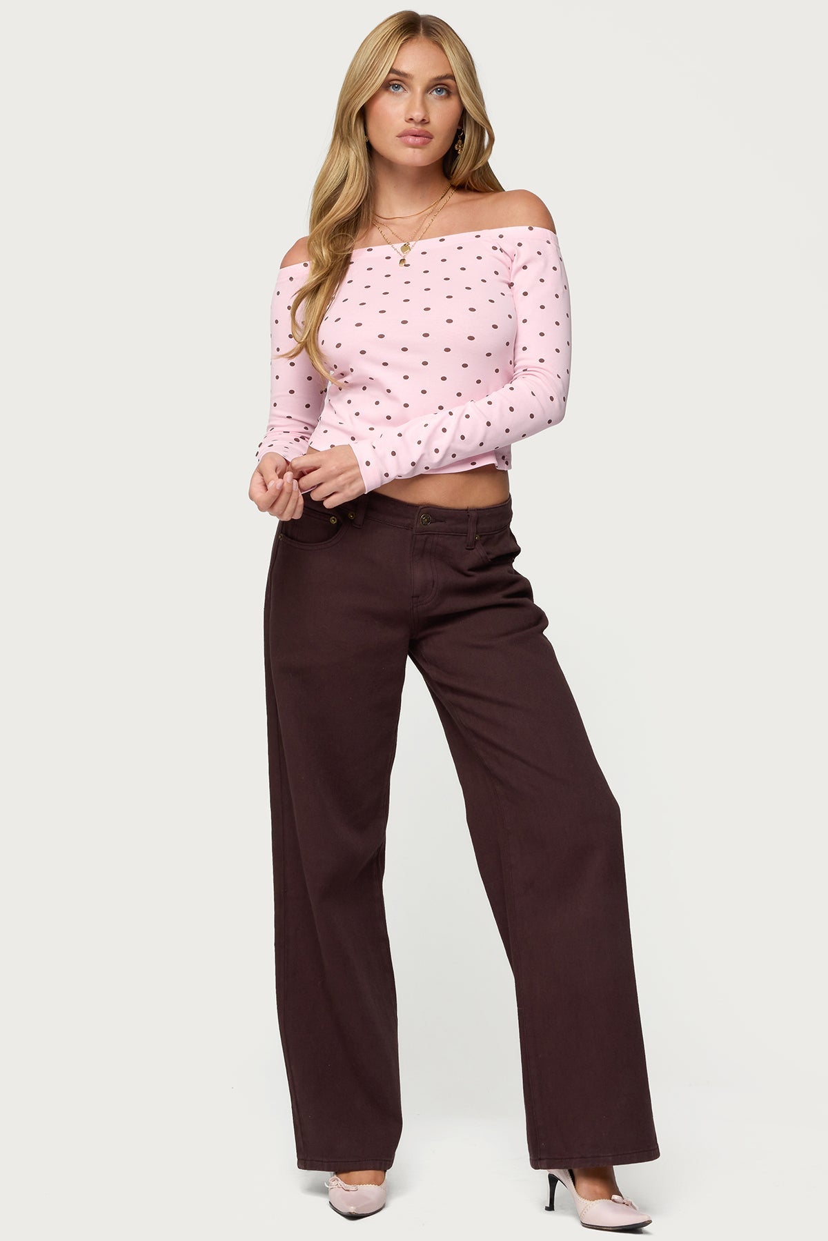 Leandra Off Shoulder Polka Dot Top