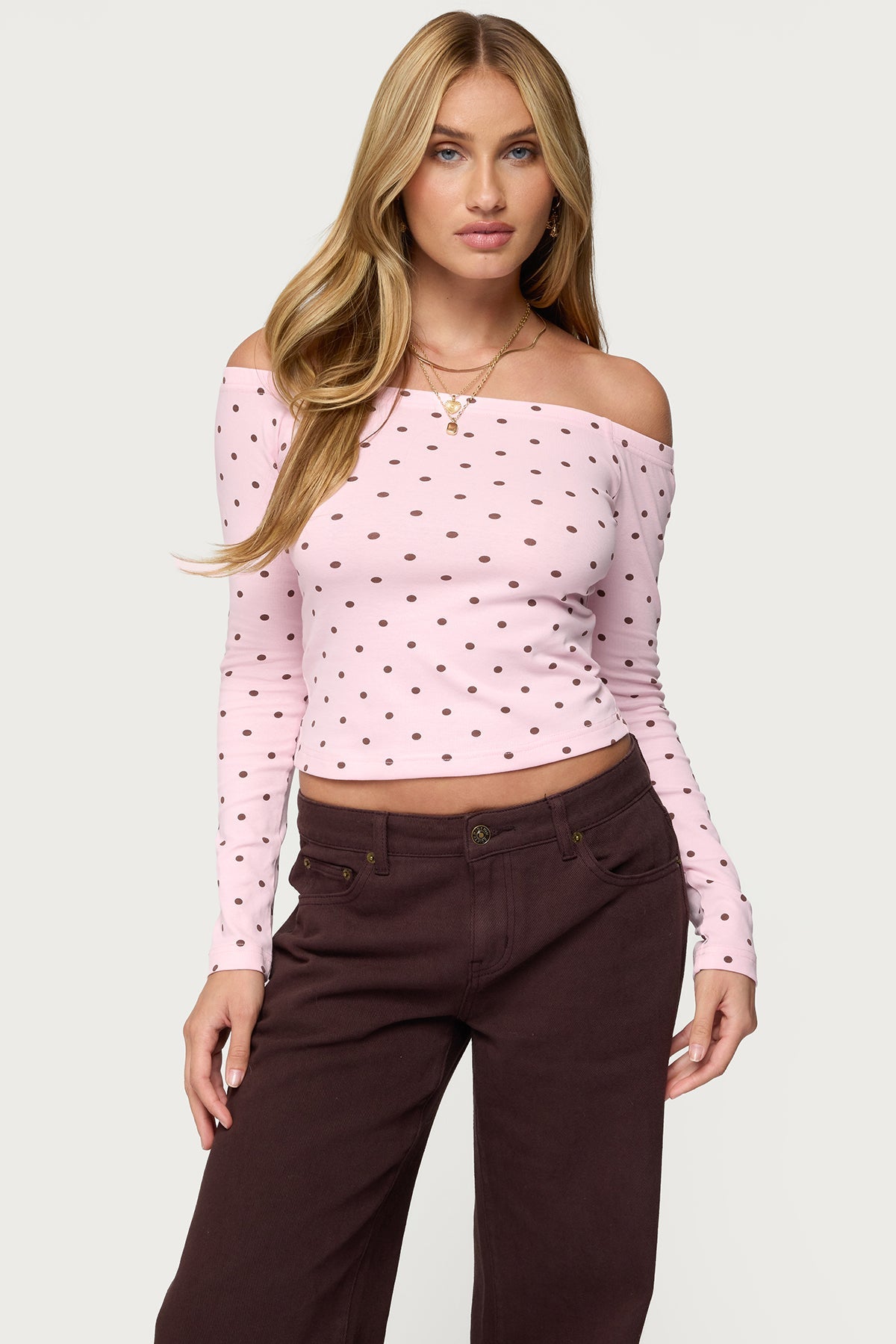 Leandra Off Shoulder Polka Dot Top