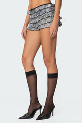 Camo Ruffled Mesh Shorts