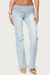 Kenza Belted Low Rise Flared Jeans