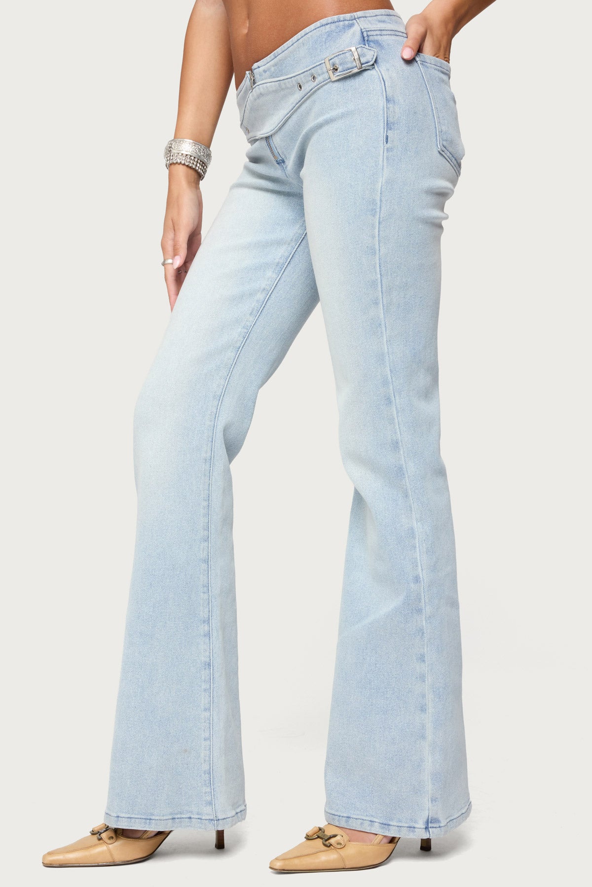 Kenza Belted Low Rise Flared Jeans