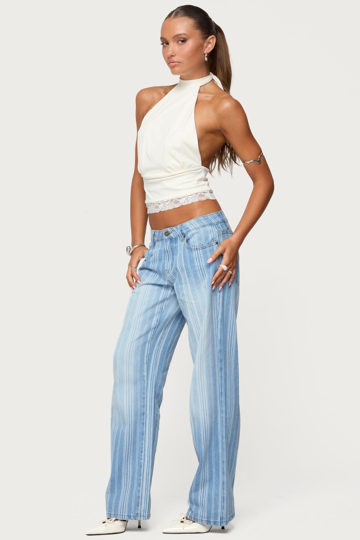 Tera Striped Low Rise Jeans