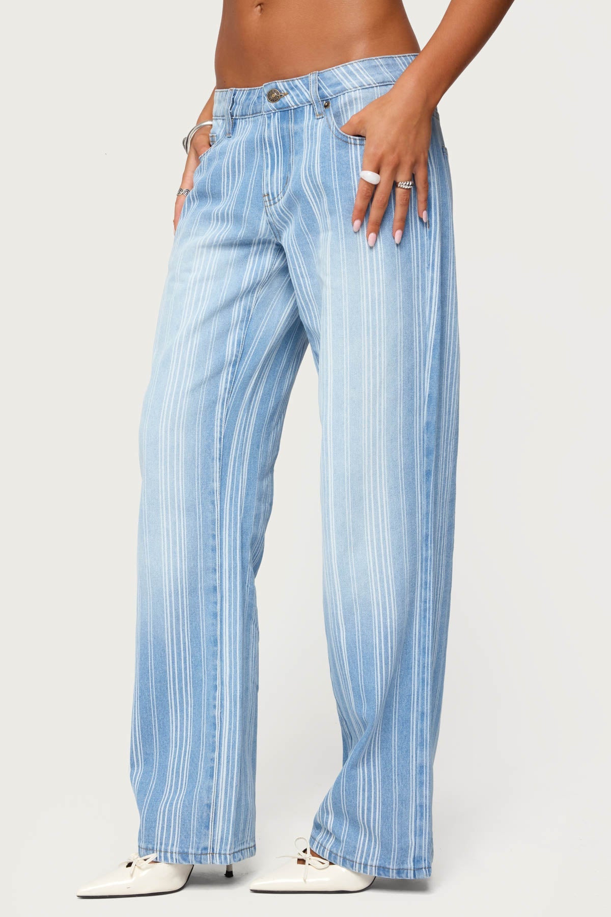 Tera Striped Low Rise Jeans
