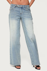 Celia Grommet Washed Low Rise Jeans