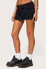 Ziggie Tie Front Denim Mini Skort