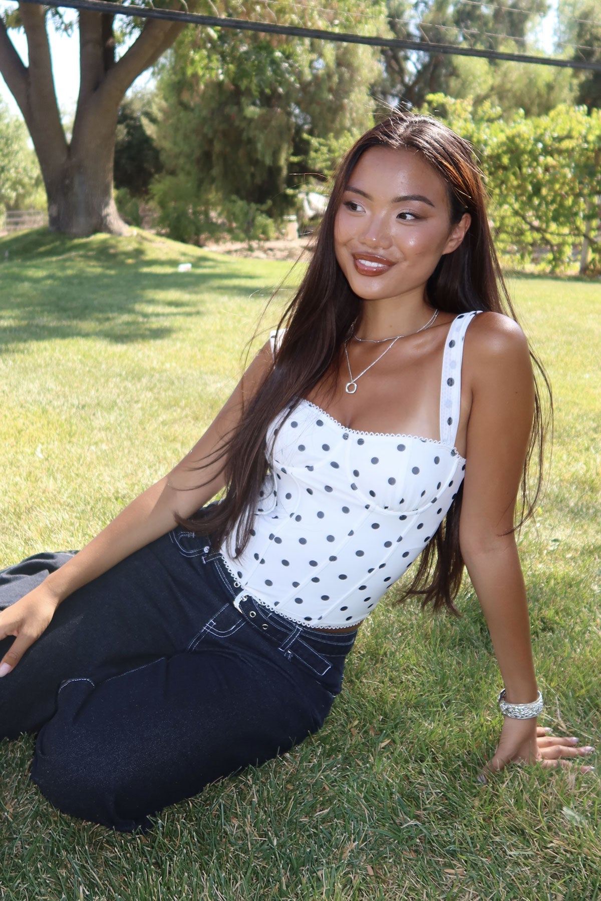 Marcella Wide Strap Mesh Corset