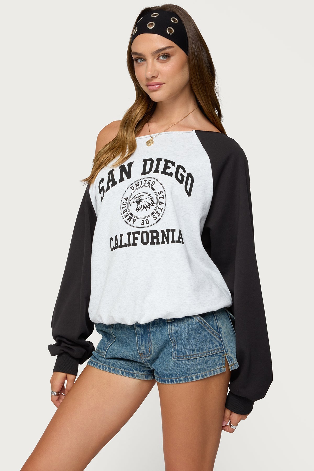 San Diego Off Shoulder Raglan Sweatshirt